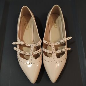 nude stud ballet flat